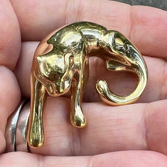 VINTAGE 14K YELLOW GOLD LARGE JAGUAR PANTHER SLIDE PENDANT WELL MADE